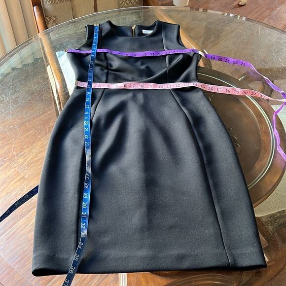 Calvin Klein Black Gold Zipper Sleeveless Sheath Midi Dress Scoop Neck Slimming - Picture 11 of 11